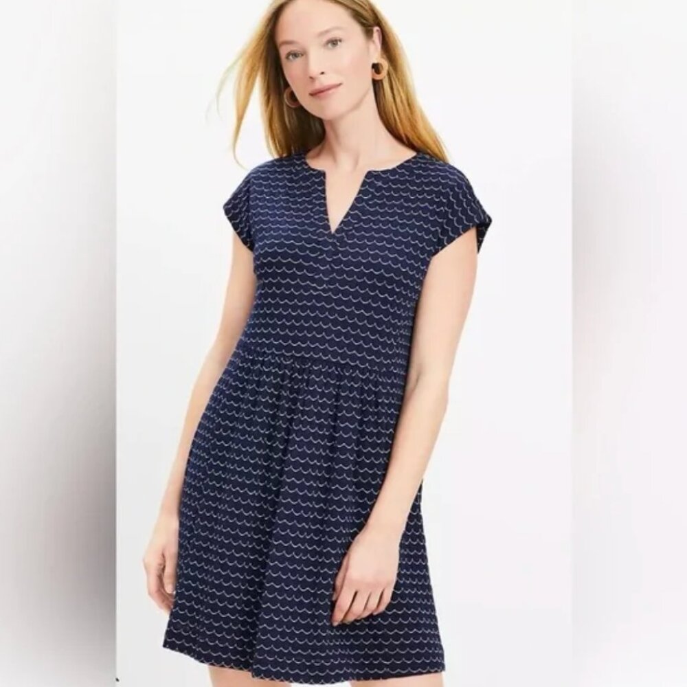 LOFT Mini Scallop Design Short Sleeve Dress